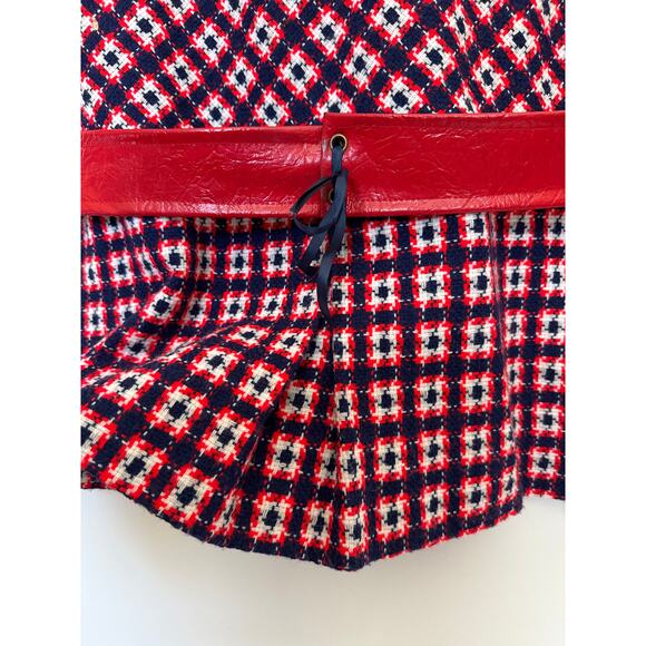Vintage 60s Sears Mod Dress Red Vinyl Collar Belt Mini Go-Go Tunic 70s medium - Picture 7 of 14